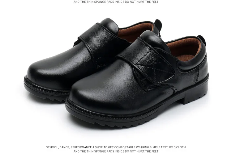 Buckle Strap Black Boys Students School Leather Shoes Wholesale China