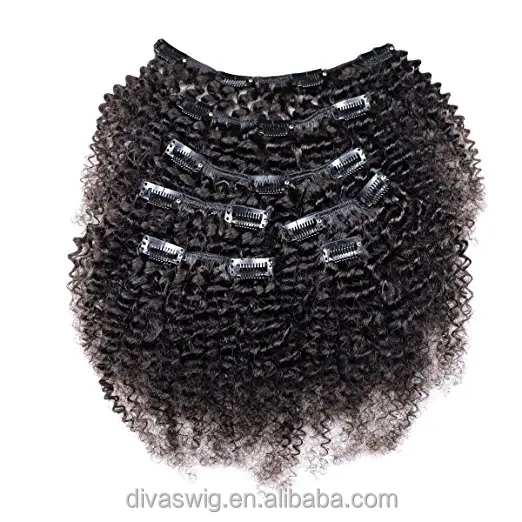 

120g virgin peruvian hair Afro Kinky Curly Clip Ins 4B 4C Natural human Hair Extensions, free ship