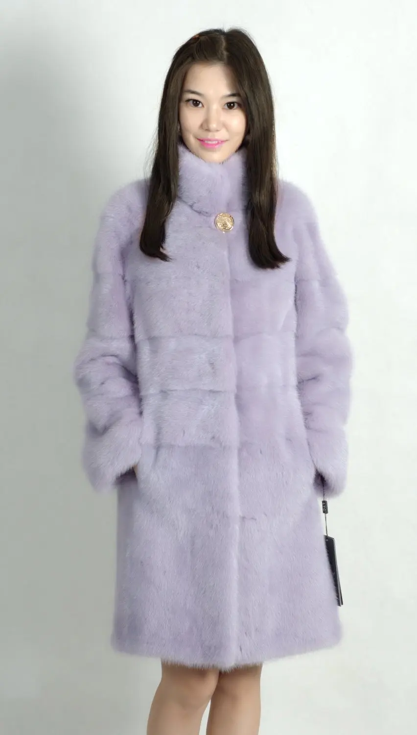 genuine mink fur coat length 90cm with mandarin collar 2016 font b winter b font woman