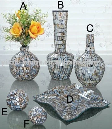 

Mosaic Glass Flower Vase/ Craft Set For Home Decoration, Slivery
