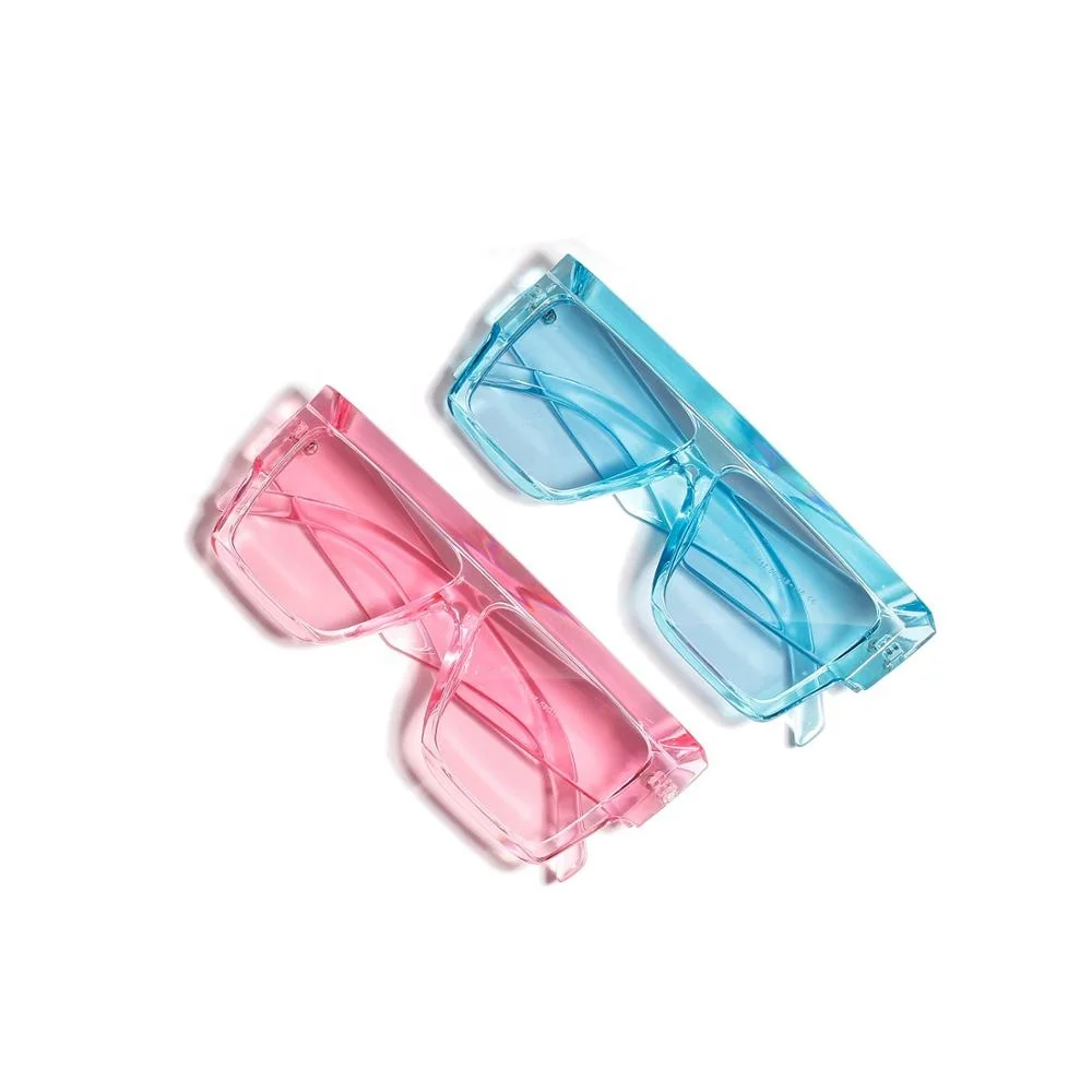 

Custom Ladies Oversized Square Sun Glasses 2019 Fashion UV400 Colorful Transparent Plastic Trendy Women Shades Sunglasses 2020, Customize colors