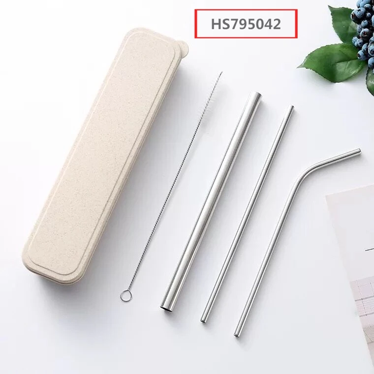HS795042, Huwsin Toys, Wholesale Custom Logo Reusable Stainless Steel Drinking Straws, Metal Straw with brush