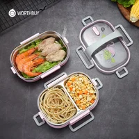 

WORTHBUY Japanese School Leakproof Bento Box Portable Kids Lunch Box Stainless Steel Plastics Food Storage Container