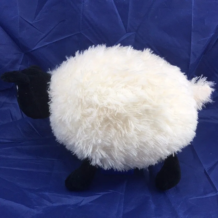 D645 Fluffy Sheep Plush Black White Toy Animal Furry Lamb Cartoon Round