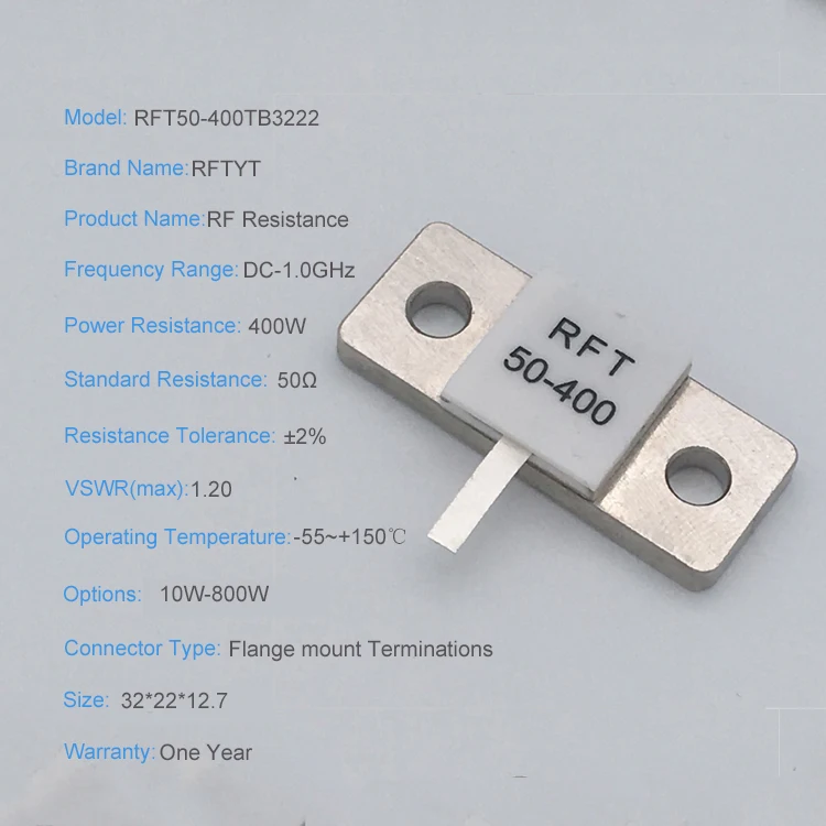 RFTYT High Quality Commodity Stock Limited 400 W 50 Ohm RF Resistor of