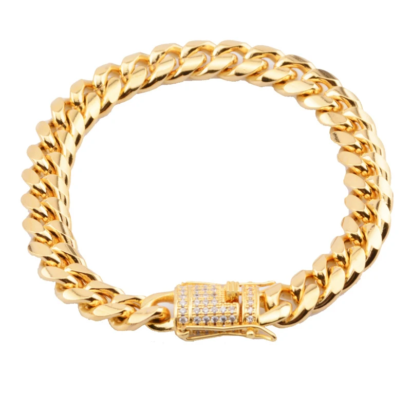 

Blues RTS Hip Hop men's Stainless Steel cuban link Chain bracelet
