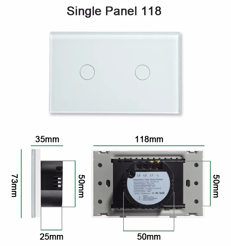 Bseed Universal Eu Uk Us 16a 250v 1 Gang 1 Way Touch