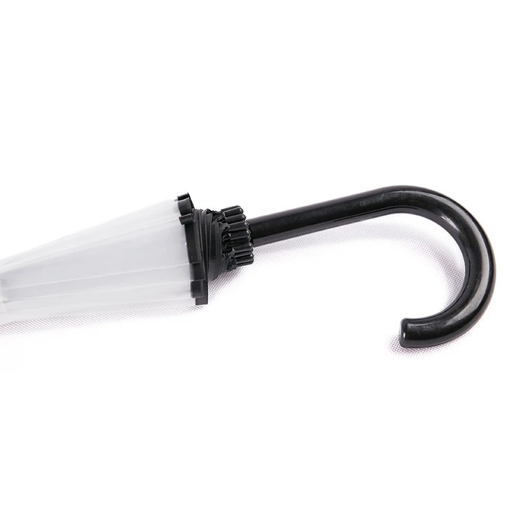 wholesale promotional custom metal shaft J handle 23'inch 16k automatic open pvc clear transparent umbrella