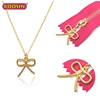 Gold Plated Dual Use Charm Necklace Bow Pendant Zipper Puller Charm