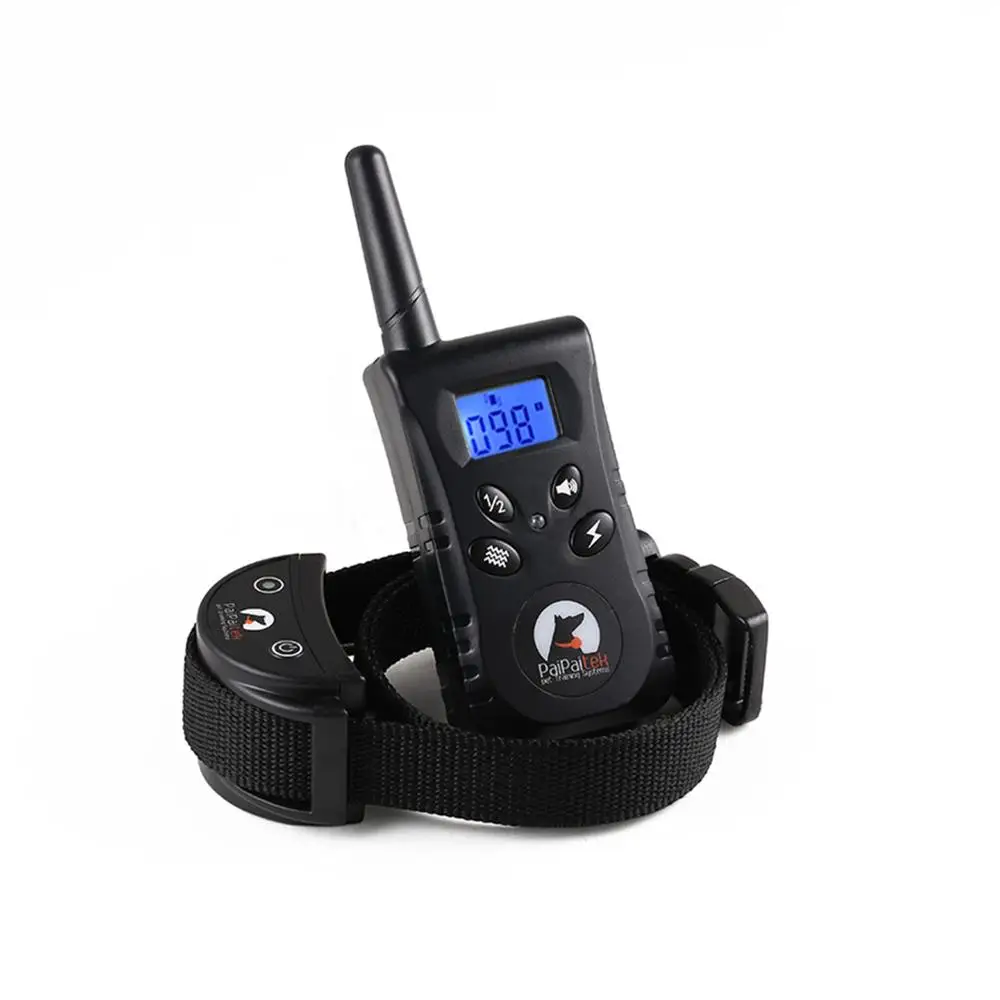 

Remote Pet Training Collar LED Screen Electronic Barking Stop Collar Anti Barking Collar500M Space Contral Beep Vibrate Shock, Black;white+customized