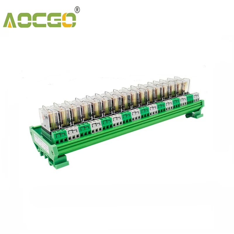 
16 Channel 1 SPDT DIN Rail Mount OMRON G2R 24V DC/AC Interface Relay Module  (62007612237)