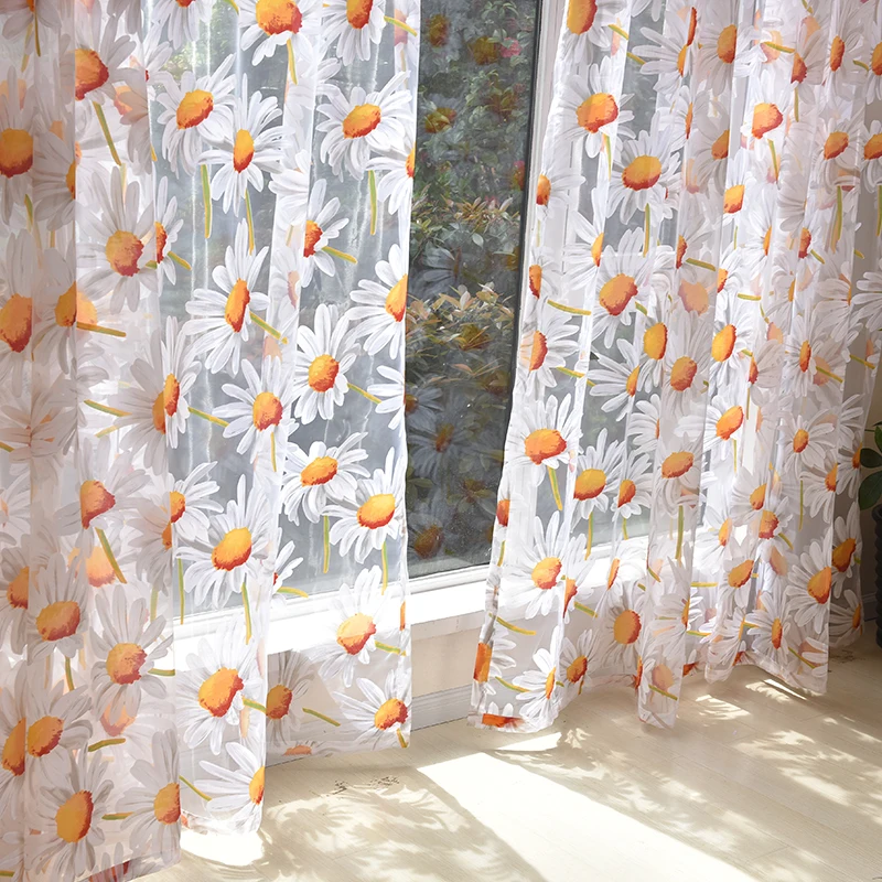 LC_ fleur fenêtre TULLE Rideau transparent Diviseur Chambre à coucher maison 