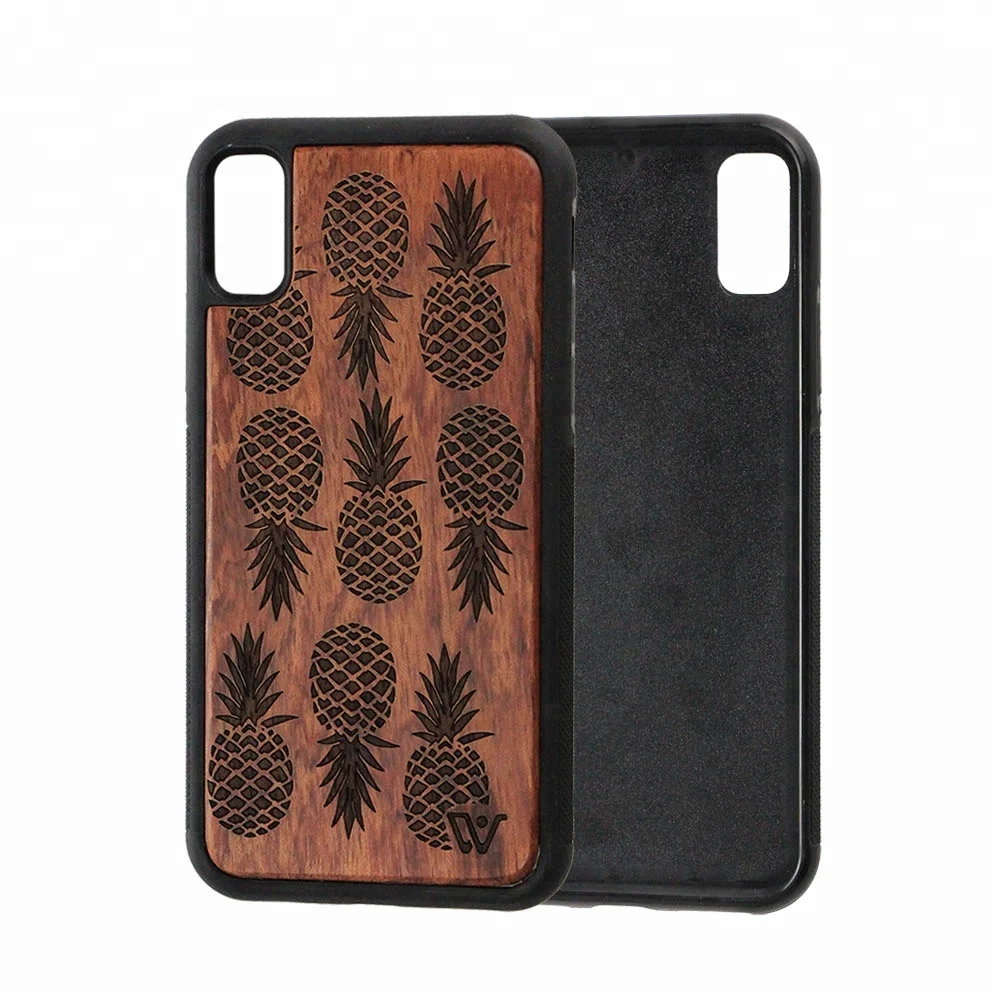 

Wood Mobile Phone Shell Sublimation 4 Side Protective Wood Phone Case for iPhone X, Wood grain color