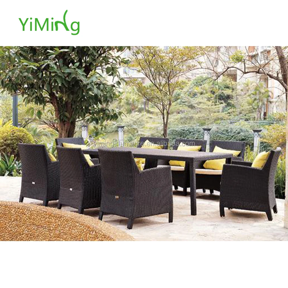 Patio al aire libre muebles de mimbre sintético comedor muebles de