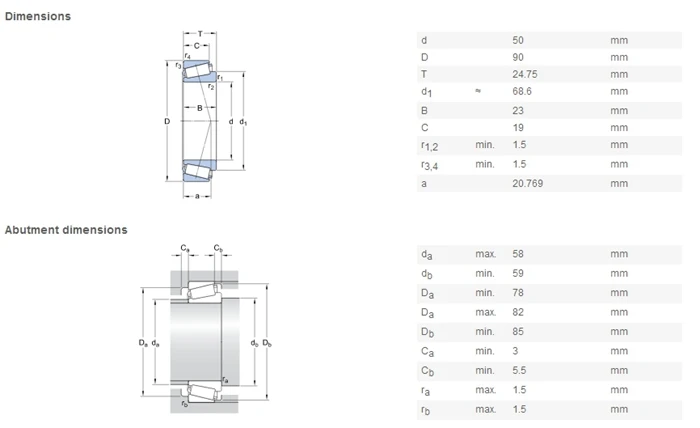 tapered roller bearing drawings