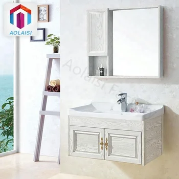 Aluminum Floating Basin Cabinet Bath Sink Vanity White Bathroom