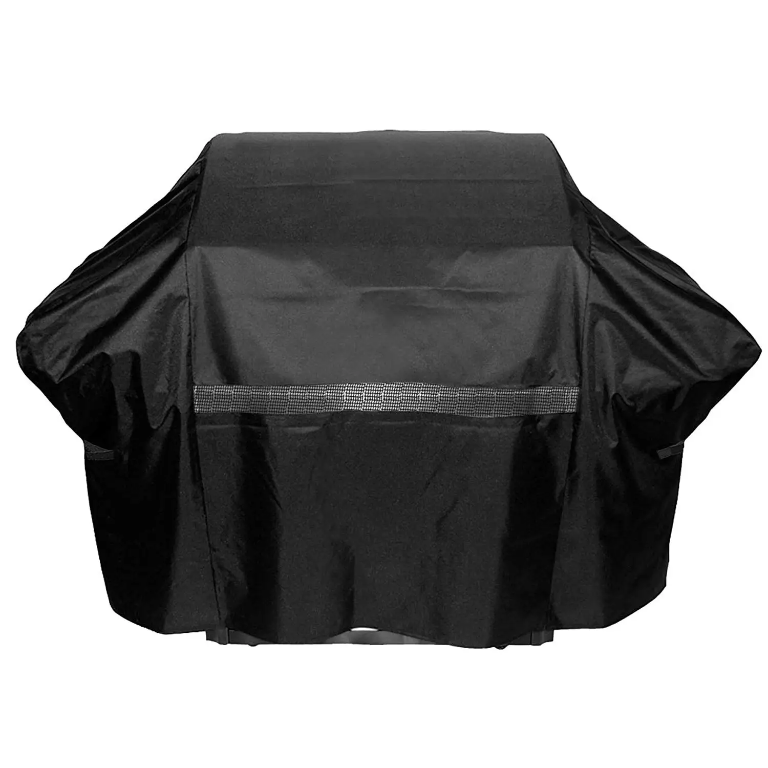 1 Piece Black Outdoor Camping Grill Cover Waterproof 43 Inch, Water Resistant BBQ Cover Small Durable Patio Barbecue Cover Heavy Duty Material Mesh Vent On The Front Closure Strips, Fabric