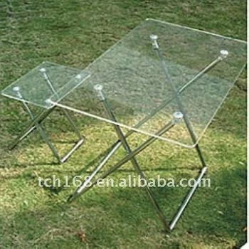 Foldable Clear Acrylic Tea Table Lucite Desk Transparent Coffee