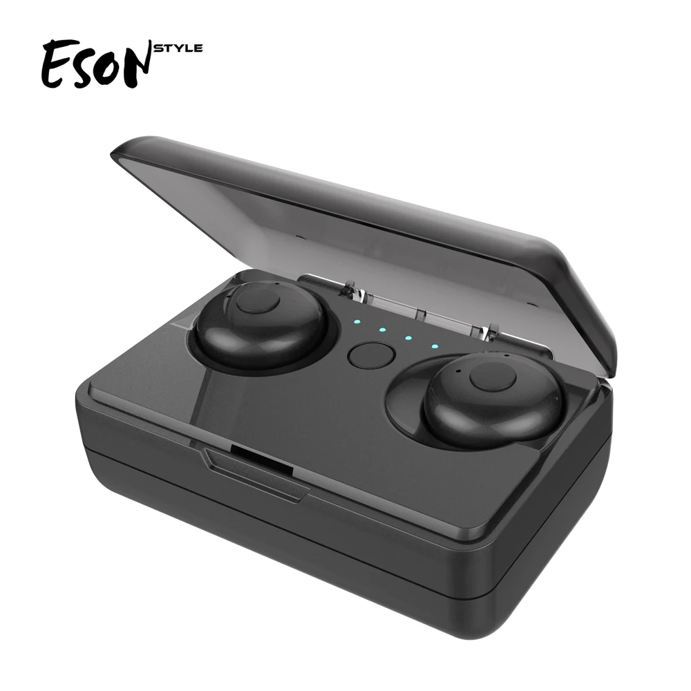 

Eson Style top amazon 2018 Wireless earbuds 1200-2600mAh Bluetooth headphones with charging case, Black