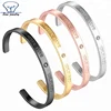 fashion Crystal Jewelry Clear Cubic Zirconia CZ stone adjustable engraved Bracelet Gold Plated Royal oem stainless steel Bangle