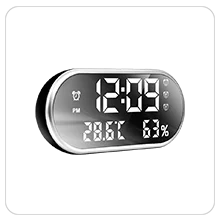 china designer smart kid alarm table desktop digital 6.8 inch large number led mirror word clock Display date time temperature