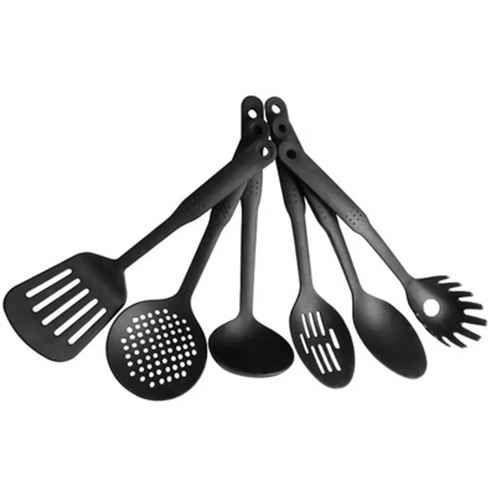 

Wholesale Custom Cheap Nylon Plastic Kitchen Utensil Set Cooking Tools Rest Pasta Set Parts List Brands and Appliances Low Price, Black