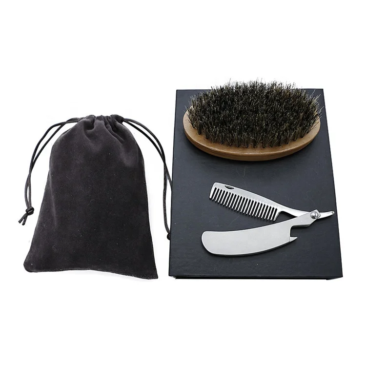 

Beard Comb Scalp Massage Brush Kit Men Beard Hairdressing Care Set Metal Comb And Boar Bristle Brush Beard Kit