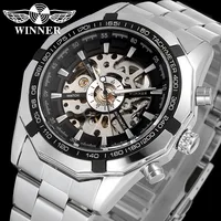 

WINNER Fashion Sport Watch Top Luxury Brand High Quality Gold Skeleton Full Stainless Steel Cheap Automatic Mechanical Watch