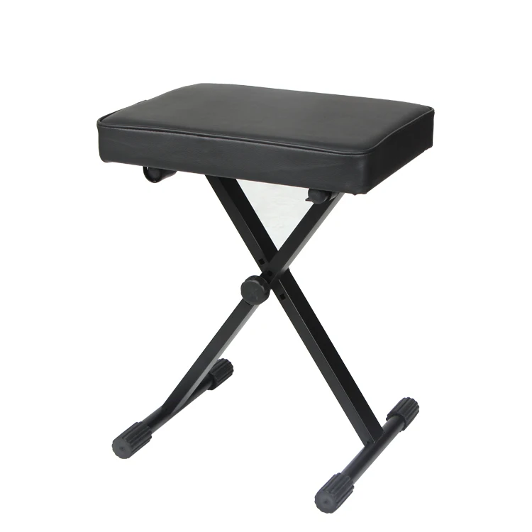 

Factory Wholesale X Style Adjustable Folding Black Piano Keyboard Music Bench Stool Seat Padded Cushion High Quality