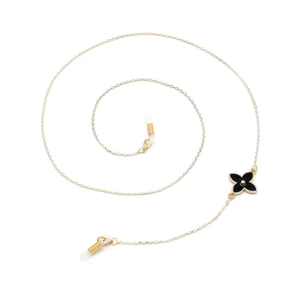 Wholesale  Gold Crystal Flower Charm Eyeglass Chain Silver Glasses Chain Rustic Beaded Sunglass Holder chain