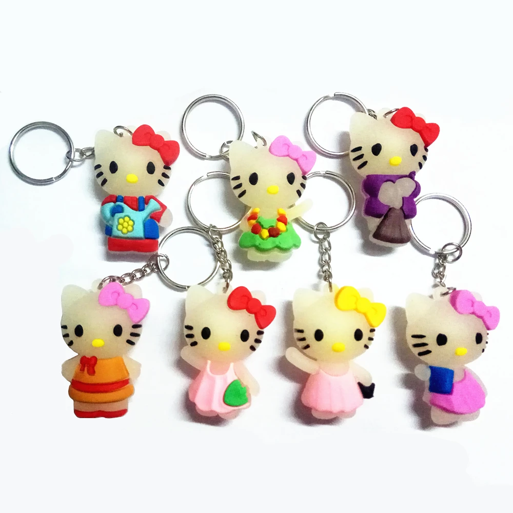 
Hot sale Cartoon 3D PVC Custom 2D Rubber Anime Kitty Cat Keychain 