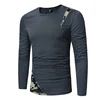 2019 long sleeve t shirt custom men long t-shirt with camo decoration tee with zipper