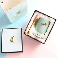 

breakfast office Tea milk coffee christmas wedding Porcelain ceramic mug gift cup set with lid and spoon