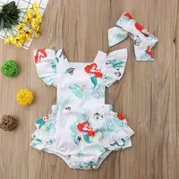 

fashion mermaid Baby Girl Infant Romper Jumpsuit Summer Baby mermaid sunsuits and hairband set