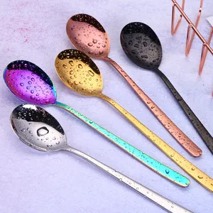 Image of Stainless Steel Rose gold Tea Spoon High Quality Tableware Vintage Coffee Spoon For Party custom logo luxury gift for wedding