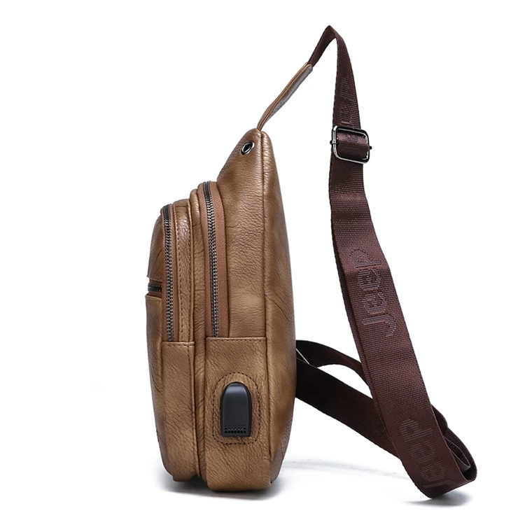 
bulk luxury PU leather chest backpack crossbody sling bag for men 