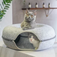 

Pet tunnel felt fashion cool vogue donut shape removable zippered kitten four seasons cat bed house nest