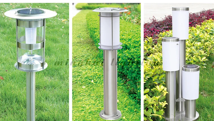 Best quality stainless steel garden light bollard 300mm 600mm 800mm 1000mm height solar lawn lamp