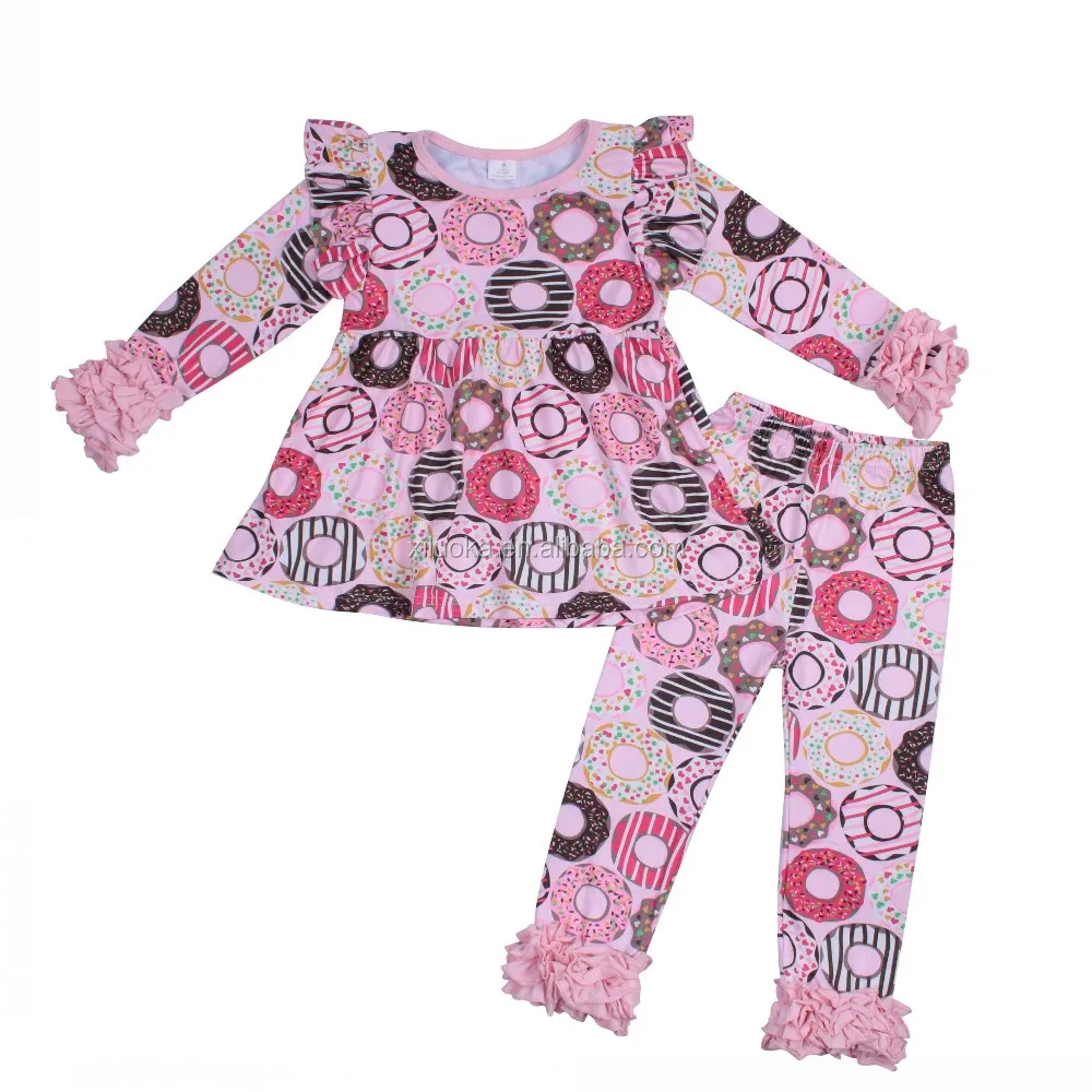 

Fall/Winter clothes boutique outfits soft comfortable Children outfits candy Donut pattern set, Picture