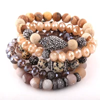 

Fashion Jewelry Bracelet Sets Natural Stone & Glass Crystal Pave Bracelets Druzy Bead Bracelet Set