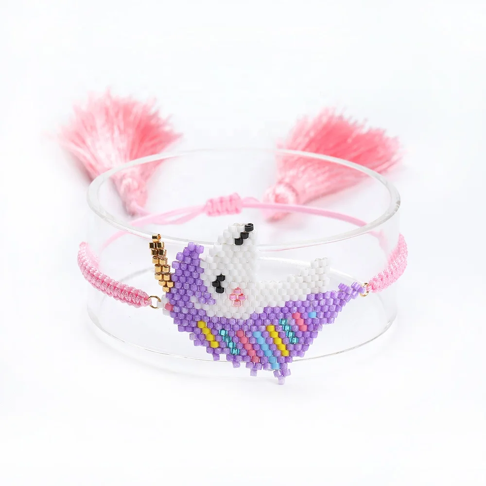 

MI-B180317 Moyamiya Miyuki Fine Fashion Jewelry 2019 Handmade Jewelry Rainbow Unicorn Horse Bracelet Women Children Kids Gift