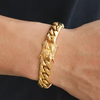 

Miss Jewelry hot selling stainless steel 18K Gold Plated Cuban Link Bracelet Men