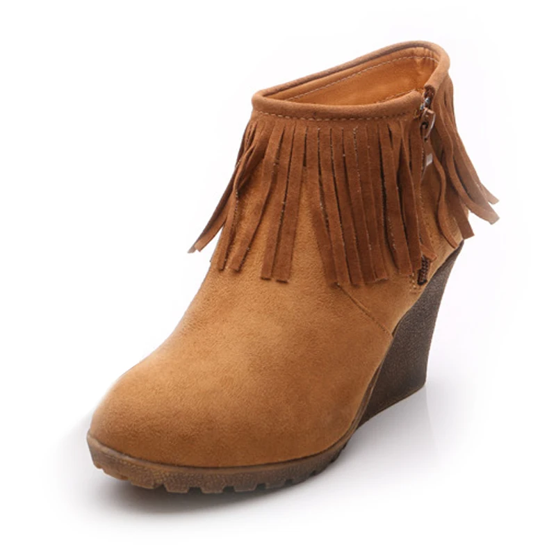 rubber sole wedge ankle boots