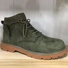 High Top Solid Color Lace Up Skidproof Durable Sole Fashion Shoes Men Boots