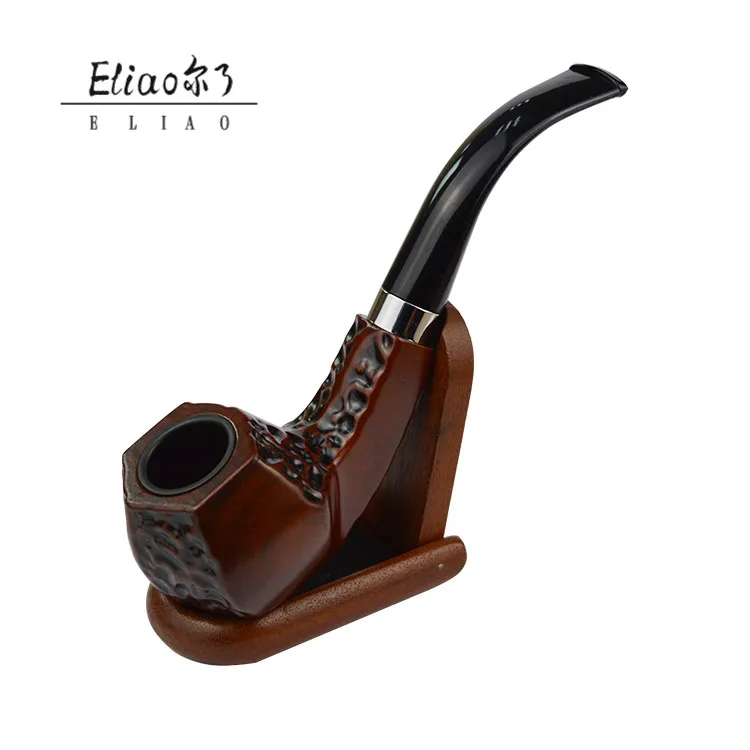 

Erliao New Durable Hexagon Carved Vintage Resin Smoking Pipe Tobacco Filter Cigarettes Cigar Pipes Gift, As the picture show