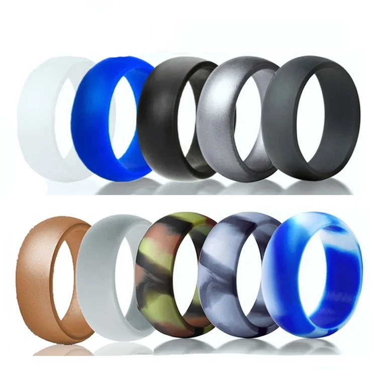 

Silicone Wedding Ring for Men Affordable 8mm Metallic Rubber Wedding Bands Silicone Sports Rings Wedding Bands, Customized color