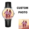 Custom Logo Small Face Watch Black Genuine Leather Strap Low MOQ Monogram Watch Sublimation Women