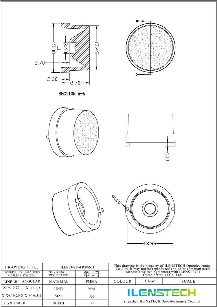 Frosted led lens 30 degree spotlight lens by Ilenstech