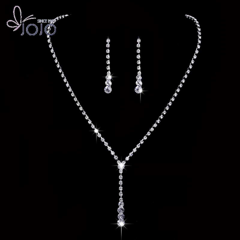 

Cheap Glitter Diamante Crystal Wedding Necklace and Earring Jewelry Set, Silver