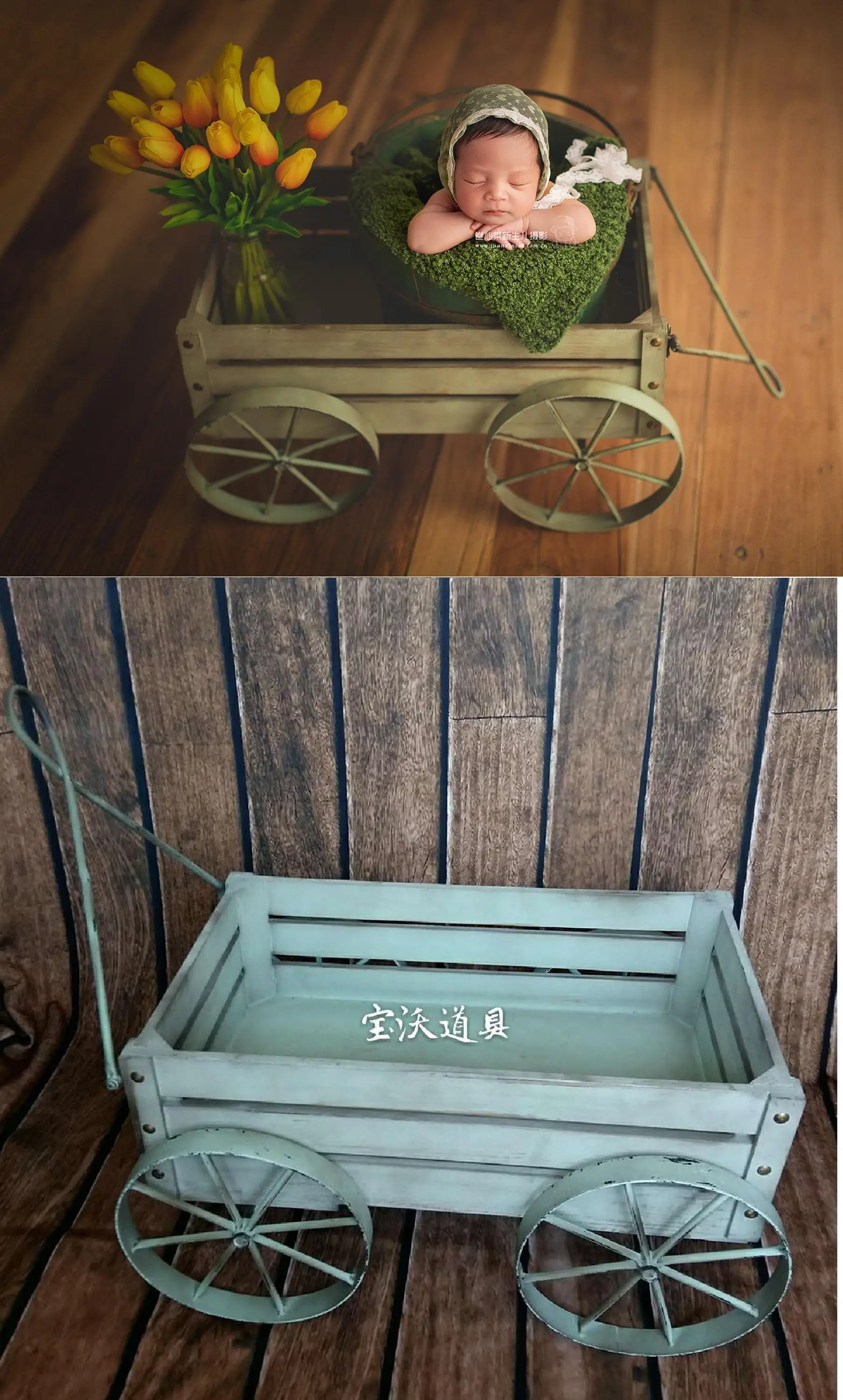 Baby Wooden Bed Newborn Wood Bed Newborn Wagon Baby Cart Baby Photo